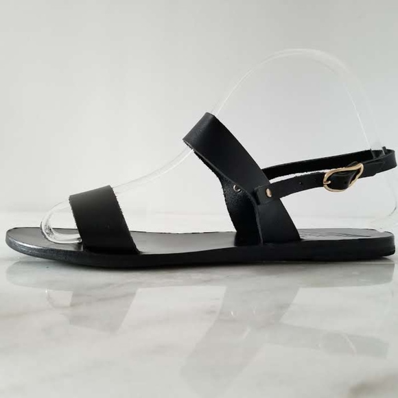 Ancient Greek Sandals Flats Slingback Black Straps - Picture 4 of 8